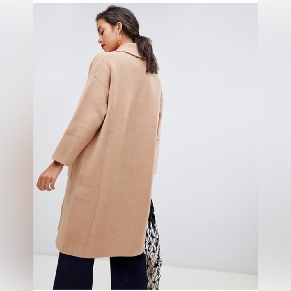 Mango Long Camel Open Front Coatigan Camel Cardigan Sweater Size M NWOT - Picture 3 of 9